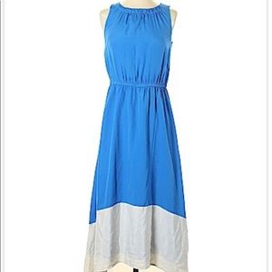 Blue and White “Belle” High Low Maxi Dress